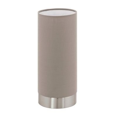 Lámpara de mesa gris pardo de tela, Abano, con regulador táctil
