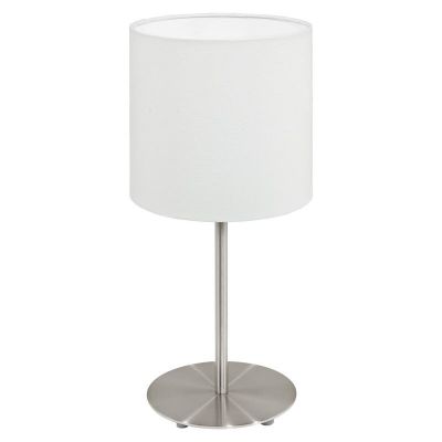 Lámpara de mesa blanca de tela, Abano, con interruptor