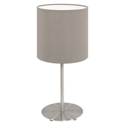 Lámpara de mesa gris pardo de tela, Abano, con interruptor