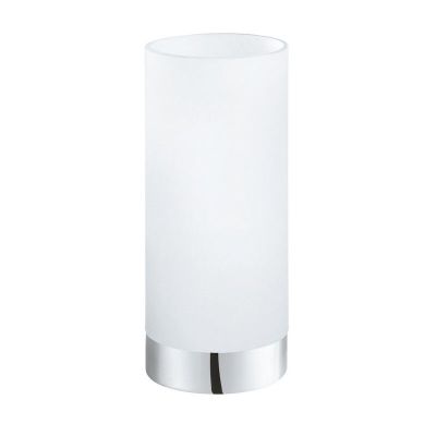 Lámpara de mesa cromada de vidrio, Asiye, con interruptor