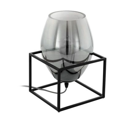 Lámpara de mesa negra de acero, Josephus, con interruptor