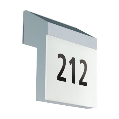 Número de casa con luz plateado de plástico, Jo, IP44, con interruptor