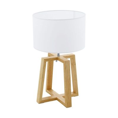 Lámpara de mesa de madera marrón, Maico, con interruptor