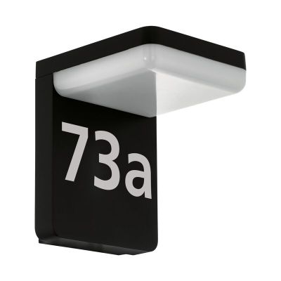 Número de casa con luz negro de aluminio, Gerline, 10W, 3000K LED, IP44