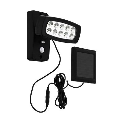 Aplique solar exterior negro de plástico, Fuat, 2W, 3000K LED, IP44