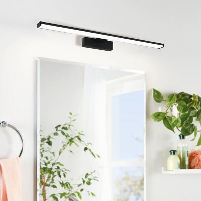 Espejo con luces negro de plástico, Nancy, 11W, 4000K LED, IP44