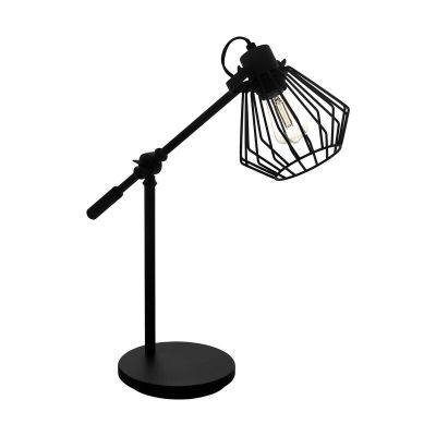 Lámpara de mesa negra de acero, Valentijn, con interruptor
