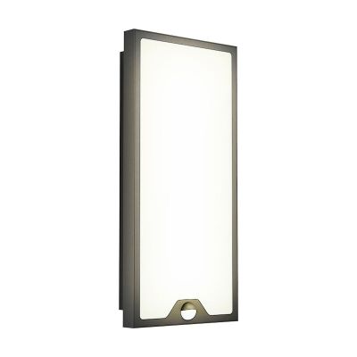 Aplique exterior con sensor de movimiento negro de acero, Lydian, 16W, 3000K LED, IP44