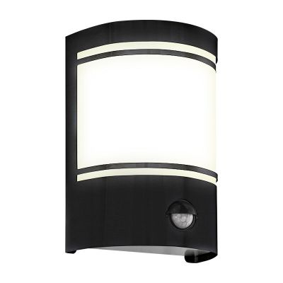 Aplique exterior con sensor de movimiento negro de acero, Elyana, IP44