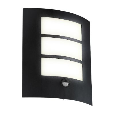 Aplique exterior con sensor de movimiento negro de acero, Elyana, IP44