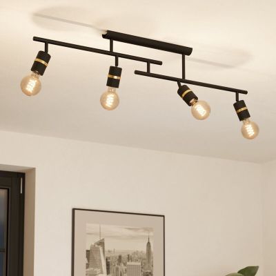 Foco de techo negro de aluminio, Jelger