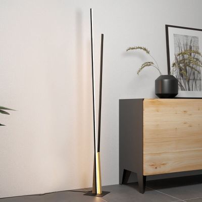 Lámpara de pie negra de aluminio, Leintje, 12,8W, 3000K LED, con interruptor