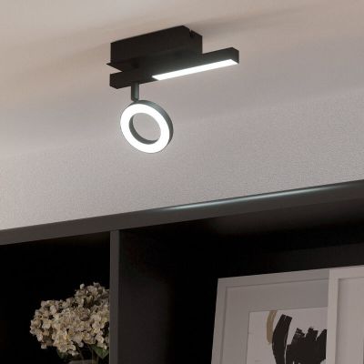 Foco de techo negro de aluminio, Madelinde, 3,2W, 3000K LED