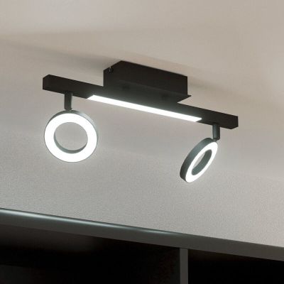 Foco de techo negro de aluminio, Madelinde, 3,2W, 3000K LED