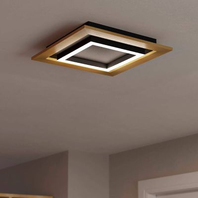Plafón de techo madera de aluminio, Kyllian, 5,4W, ajustable entre luz blanco cálido y frío LED, regulable en 3 pasos