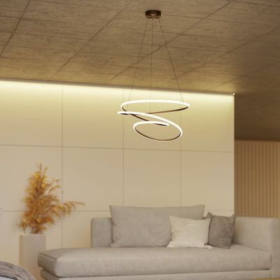 Lámpara colgante bronce de aluminio, Racale, 27W, white switch LED