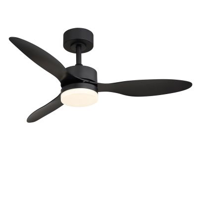 Ventilador de techo negro de metal, Herre, 20W, ajustable entre luz blanco cálido y frío LED, con mando a distancia