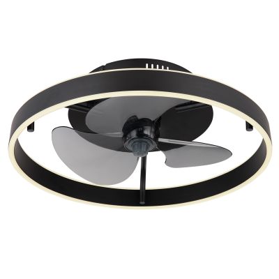 Ventilador de techo negro de plástico, Joos, 40W, ajustable entre luz blanco cálido y frío LED, con mando a distancia