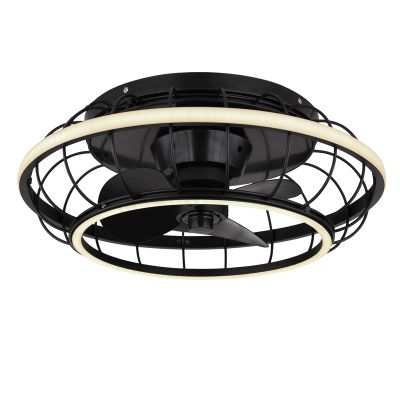 Ventilador de techo negro de metal, Jorne, 30W, ajustable entre luz blanco cálido y frío LED, con mando a distancia
