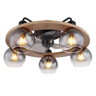 Ventilador de techo rústico madera, Jouke, con mando a distancia