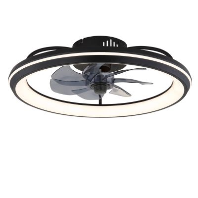 Ventilador de techo negro de plástico, Juulke, 40W, ajustable entre luz blanco cálido y frío LED, con mando a distancia