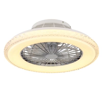 Ventilador de techo cromado de plástico, Lammechien, 40W, ajustable entre luz blanco cálido y frío LED, con mando a distancia