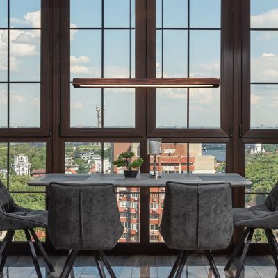 Lámpara colgante marrón de madera, Timber, 28W, 3000K LED