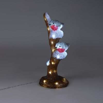 Petirrojos LED en una rama, para interior y exterior