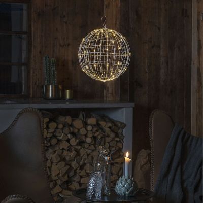 Bola Navidad con luz plateada de plástico, Bol, 1,5W, 2700K LED