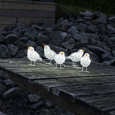 Pájaros LED, motivos navideños - Juego de 5