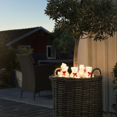 Osos polares LED con lazo, motivos navideños en 3D - Juego de 5, para uso en interiores y exteriores