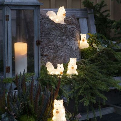 Ardillas LED, motivos navideños en 3D - Juego de 5, para uso en interiores y exteriores