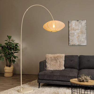 Lámpara de pie moderna beige, Corina, con interruptor