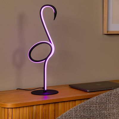 Lámpara de mesa moderna negra, Flamingo, 5,5W, RGB LED, con mando a distancia