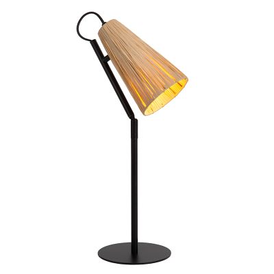 Lámpara de mesa de ratán marrón, Bensen, con interruptor