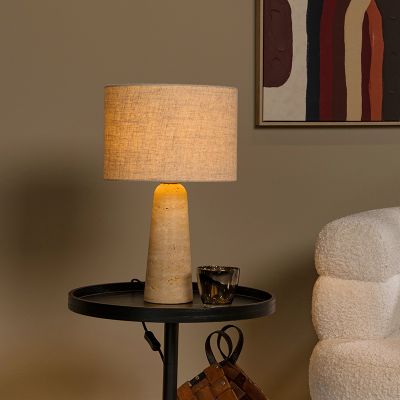 Lámpara de mesa moderna beige, Nimue, con interruptor