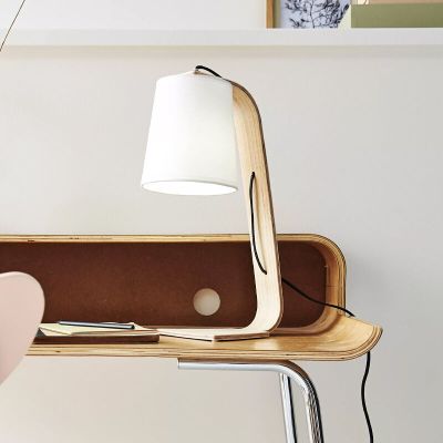 Lámpara de mesa de madera blanca, Nordic, con interruptor