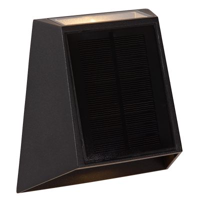 Aplique solar exterior moderno negro, Luton, 1W, 2700K LED, IP54