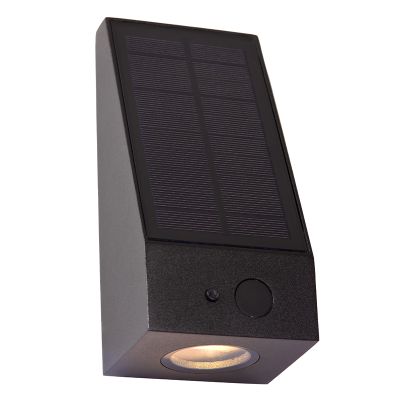 Aplique solar exterior moderno negro, Irwin, 2W, 2700K LED, IP54
