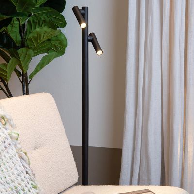 Lámpara de pie recargable moderna negra, Antrim, 2,2W, 2700K LED, IP54, con regulador táctil