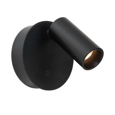 Aplique de pared recargable moderno negro, Toni, 2W, 2700-4000K, con regulador táctil
