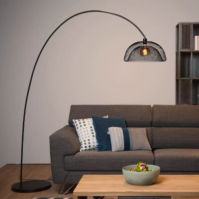 Lámpara de arco moderna negra, Mesh, con interruptor