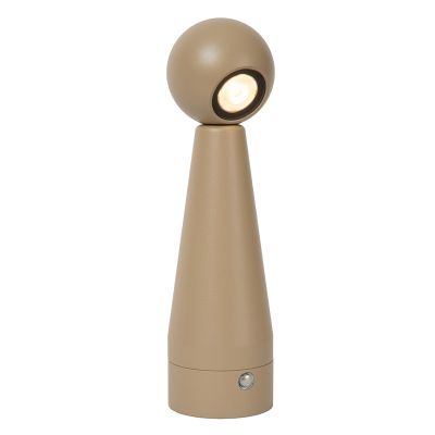 Lámpara de mesa recargable moderna gris pardo, Ipsos, 3W, dim to warm LED, con regulador táctil