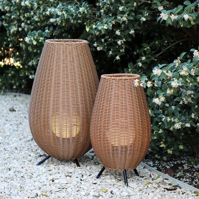 Lámpara de mesa exterior rústica marrón, Colin, 3W, 3000K LED, IP44, regulable en 3 pasos