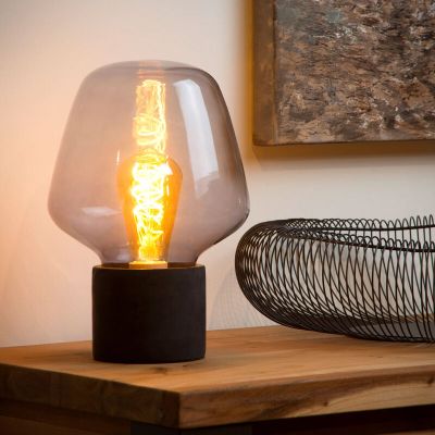 Lámpara de mesa de cemento gris, Becky, con interruptor