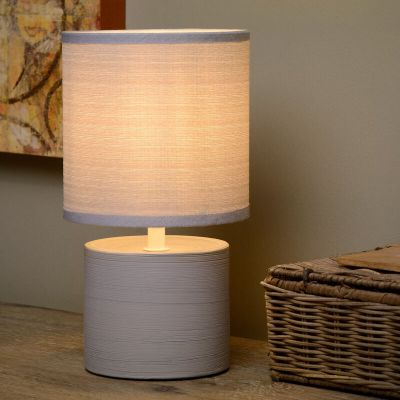 Lámpara de mesa de cerámica gris, Greasby, con interruptor