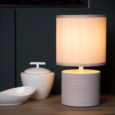 Lámpara de mesa de cerámica gris, Greasby, con interruptor