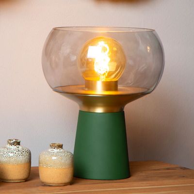 Lámpara de mesa retro verde, Farris, con interruptor