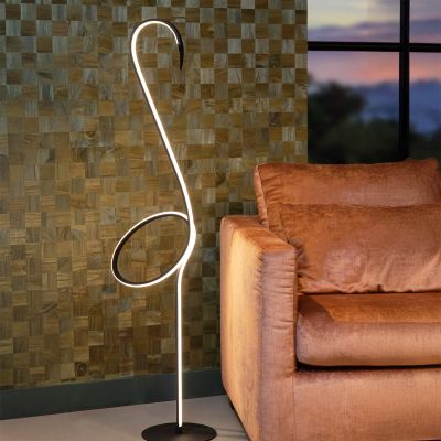 Lámpara de pie moderna negra, Flamingo, 14W, RGB LED, con mando a distancia