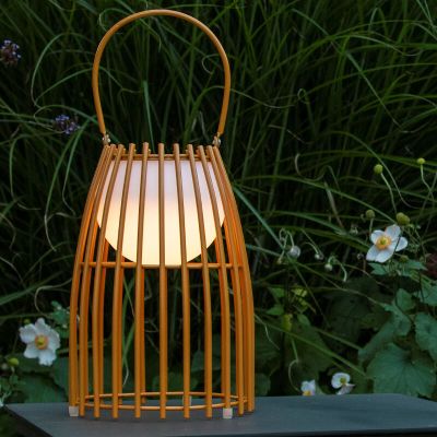 Lámpara de mesa exterior retro marrón, Fjara, 0,3W, 2700K LED, IP44, con regulador táctil